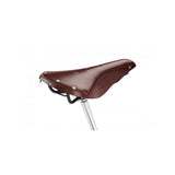 Brooks B17 leather bike saddle with black steel rails, designed for long-distance cycling comfort and durability.