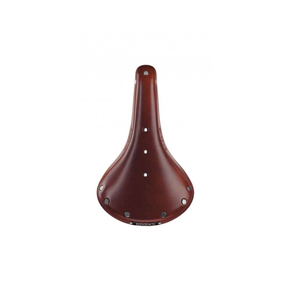 Brooks B17 leather bike saddle with black steel rails designed for long-distance cycling comfort and durable components.