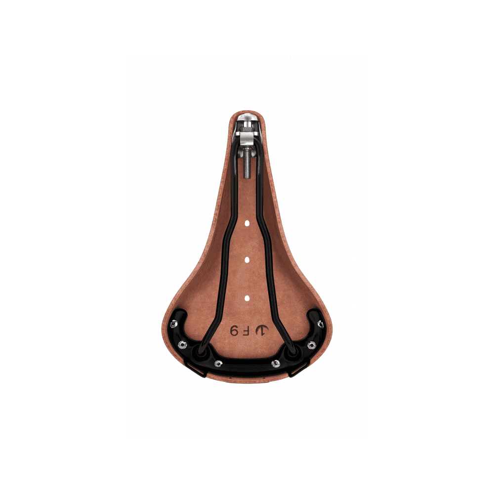 Brooks B17 leather bike saddle with black steel rails, designed for long-distance cycling comfort and durable performance.
