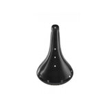 Brooks B17 leather bike saddle with black steel rails, designed for long-distance cycling comfort and durability.