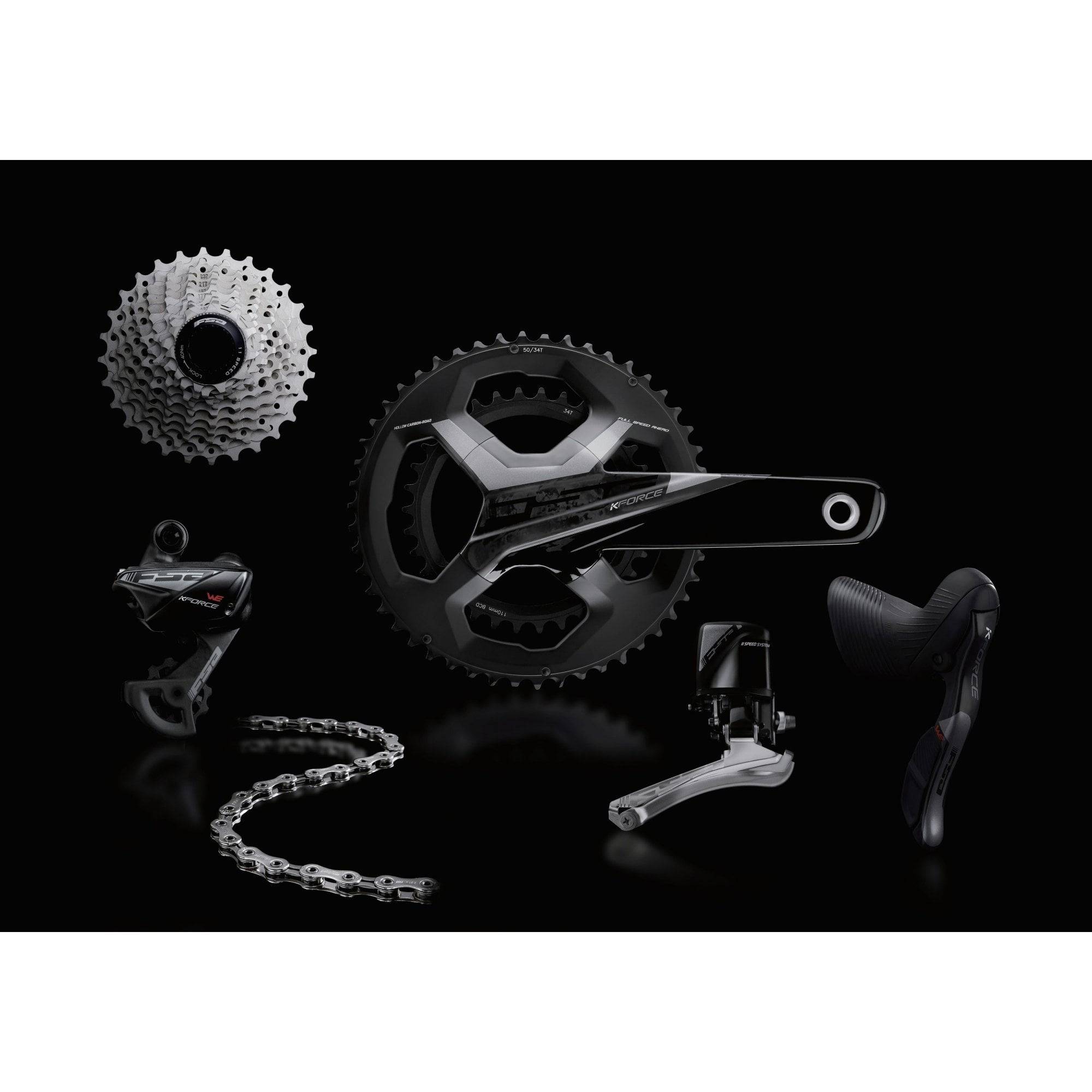 FSA K-Force WE electronic groupset kit with hydraulic disc brakes, 50/34T chainrings, 11-32T cassette, 170mm crank arms