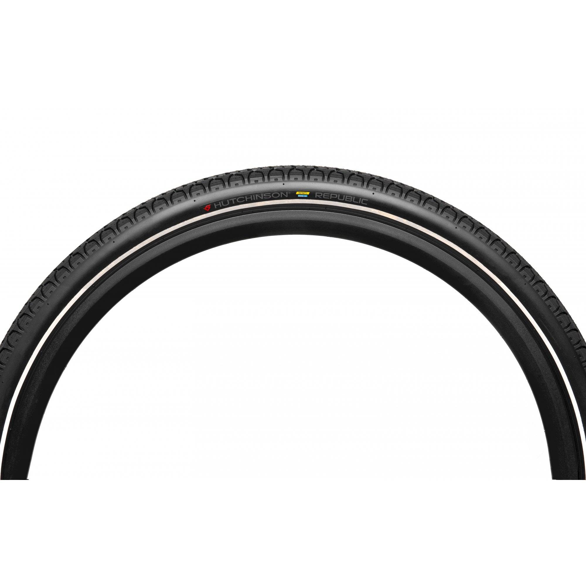 Hutchinson Republic Ebike City tyre in black with reflex sidewall, puncture protection, suitable for urban e-bikes, ECE-R75 certified.