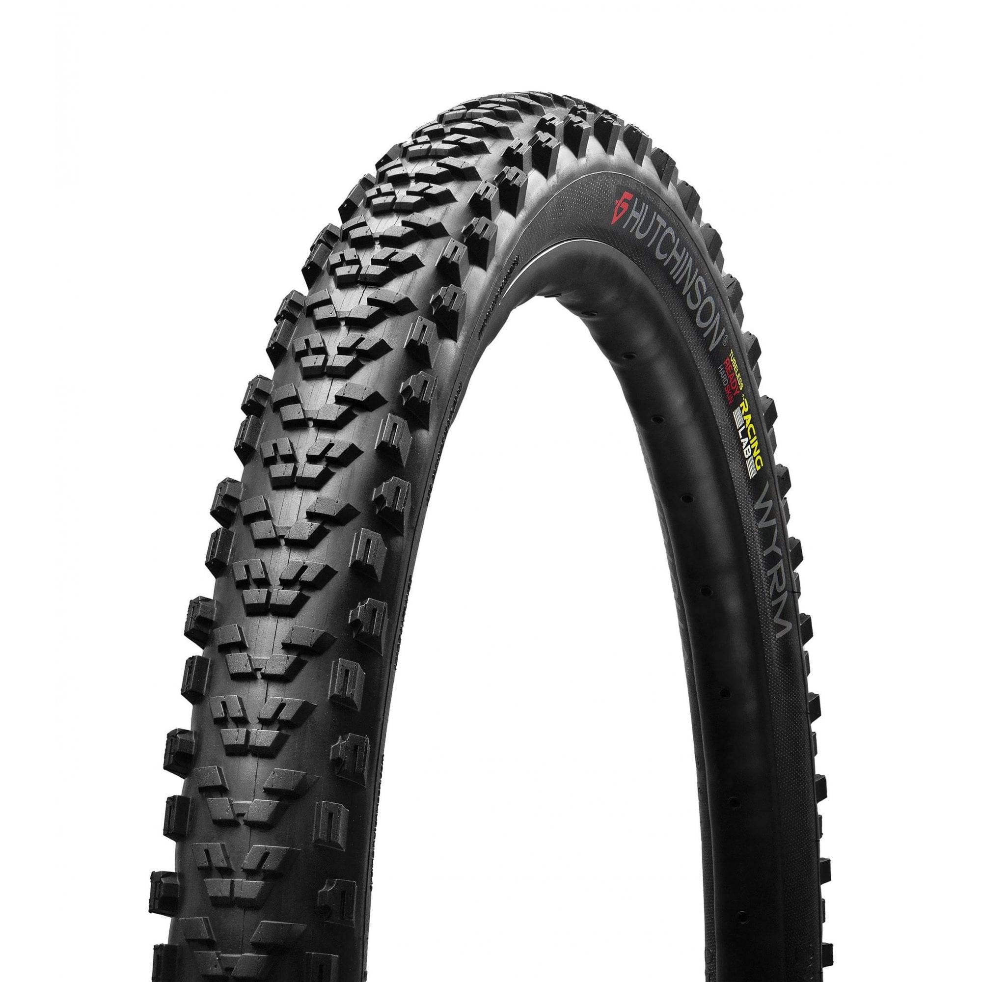 Hutchinson Wyrm 29x2.40 MTB trail downcountry tyre with tan wall, tubeless ready, mounted on a bike wheel.