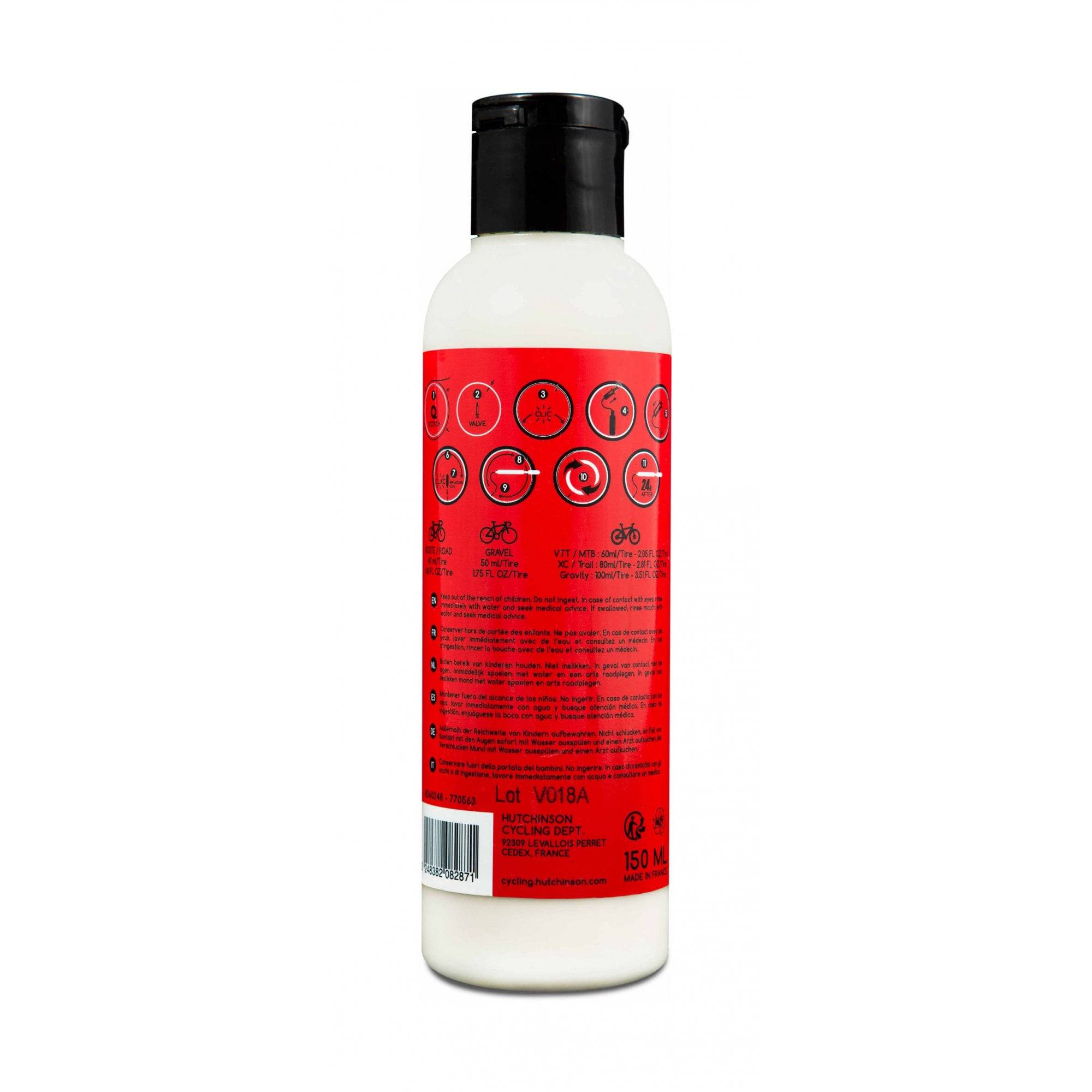 Hutchinson Protect'Air Max 2023 tubeless latex tyre sealant for road and MTB bikes, shown in a container with branding.