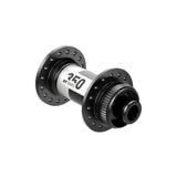 DT Swiss 350 Classic front disc hub with Center-Lock, 100x12mm axle, 24-hole, black alloy bike hub for wheel building.
