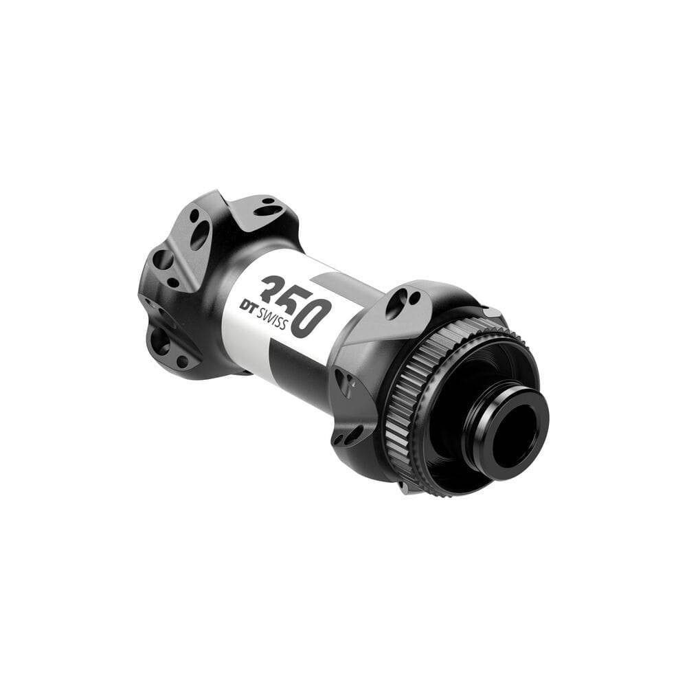 DT Swiss 350 Straight Pull front disc hub with Centre-Lock, 100x12mm axle, black finish, 24-hole mountain bike component