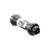 Black DT Swiss 350 straight pull radial front hub with 100mm QR spacing, 20 holes, and lightweight alloy construction.
