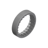 DT Swiss M35 x 1 mm external screw thread ring nut for hybrid pawl hubs, steel component, close-up view.