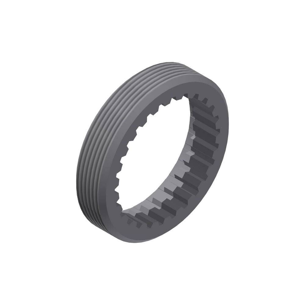 Steel ring nut with external screw thread for DT Swiss LN Hybrid ratchet hubs, component part for bicycle hub assembly