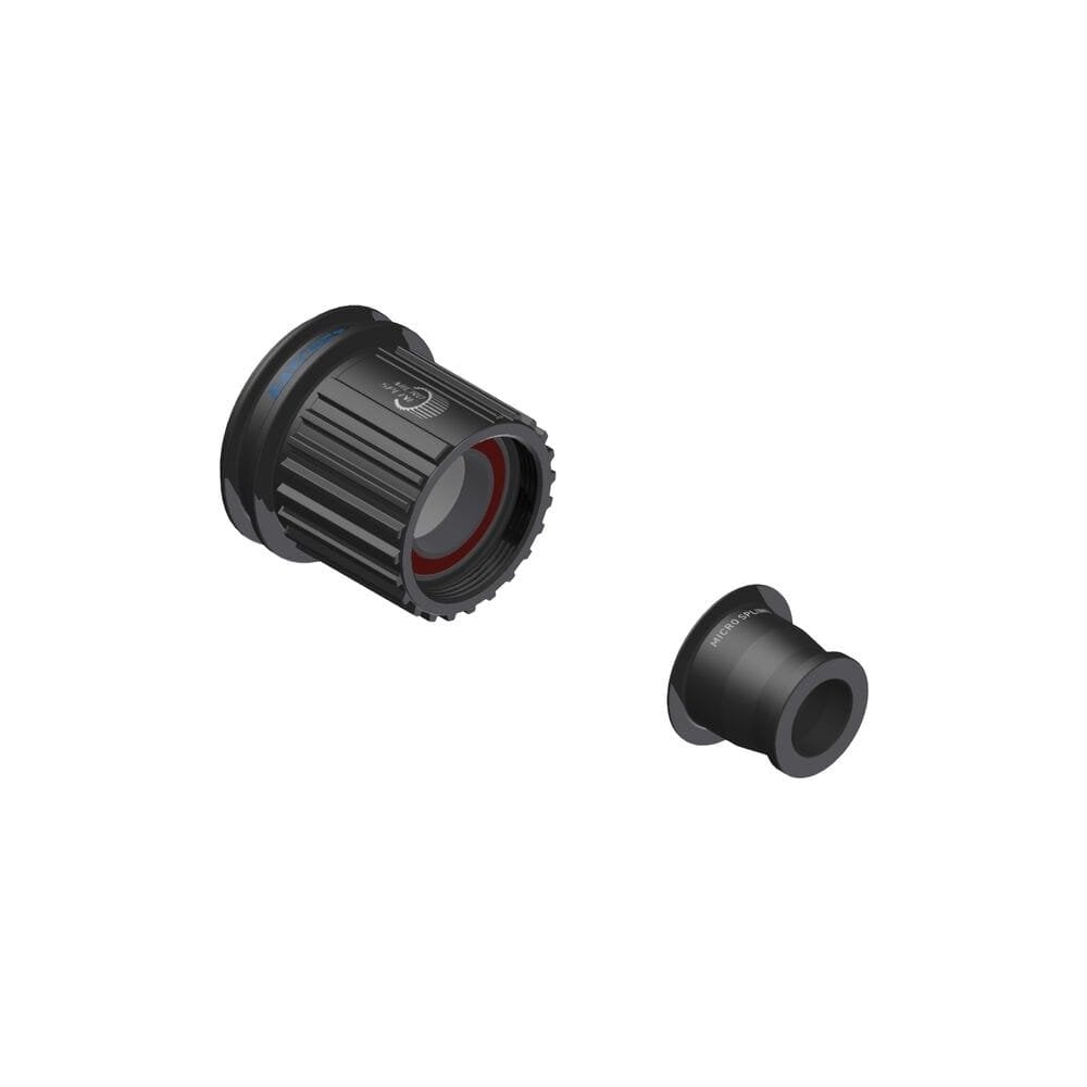 DT Swiss Hybrid Steel Ratchet EXP freehub conversion kit for Shimano Micro Spline, featuring 12mm axle components and detailed parts.