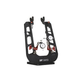 DT Swiss Proline Truing Stand V2.0 for precise bike wheel truing, showcasing the sturdy metal frame and adjustment knobs.