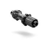 DT Swiss 180 rear disc hub with Center-Lock, 142x12mm axle, Shimano Road compatible, black, 28 spoke holes.