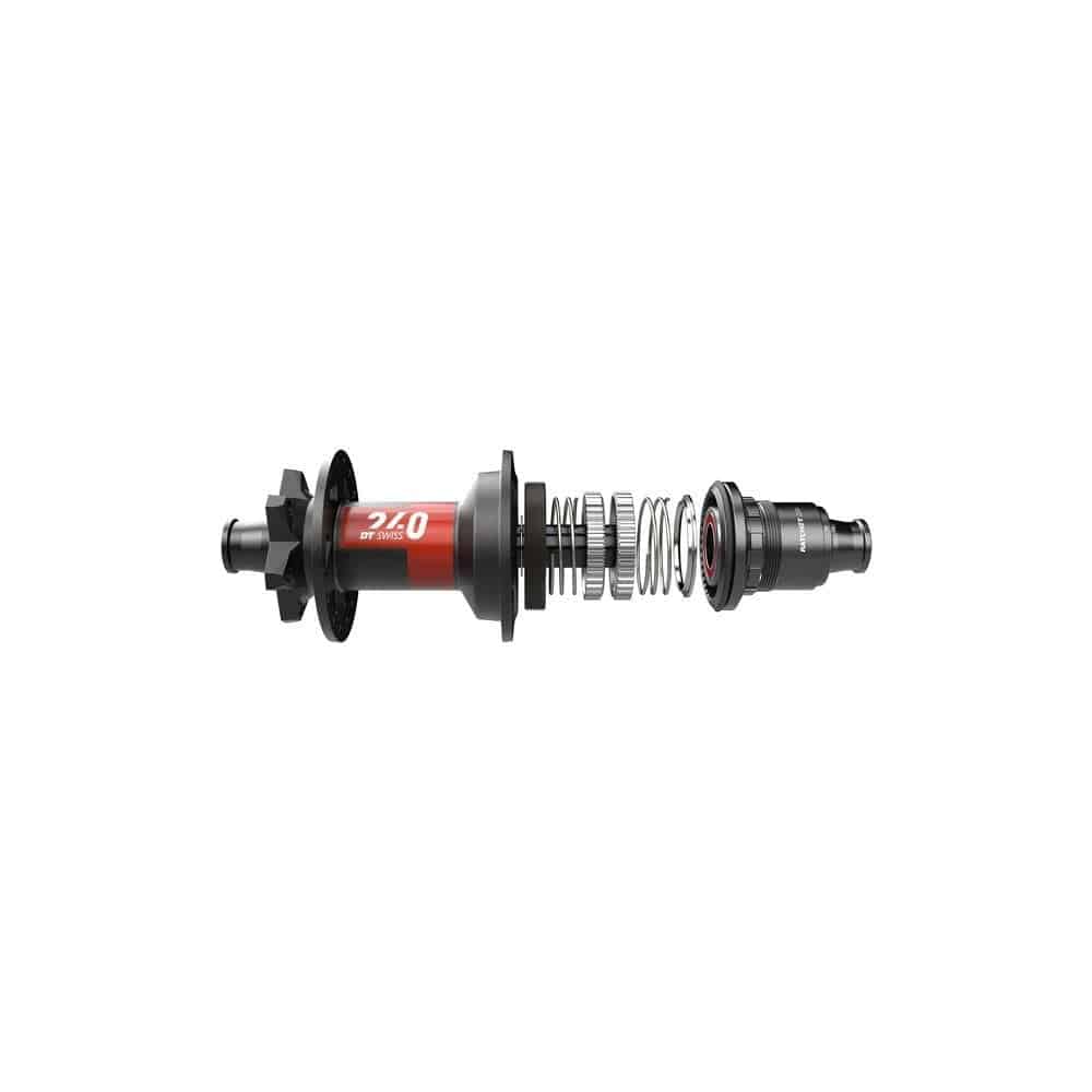 DT Swiss 240 DEG Classic rear disc hub in black with 6-bolt boost 148x12mm Micro Spline, 28 spokes, for bike wheel components.