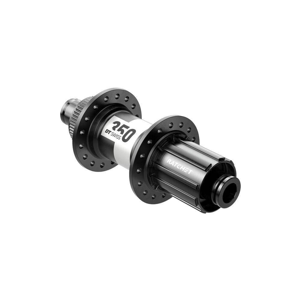 DT Swiss 350 Classic rear disc hub with center-lock, 142x12mm Shimano road, black, 24-hole component for bike wheels.