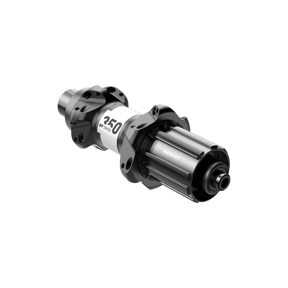 DT Swiss 350 straight pull rear hub with 130mm quick-release, Shimano road compatibility, black, 24-hole bicycle component.