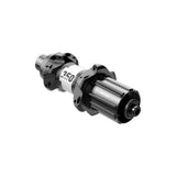 DT Swiss 350 straight pull rear hub with 130mm quick-release, Shimano road compatibility, black, 24-hole bicycle component.