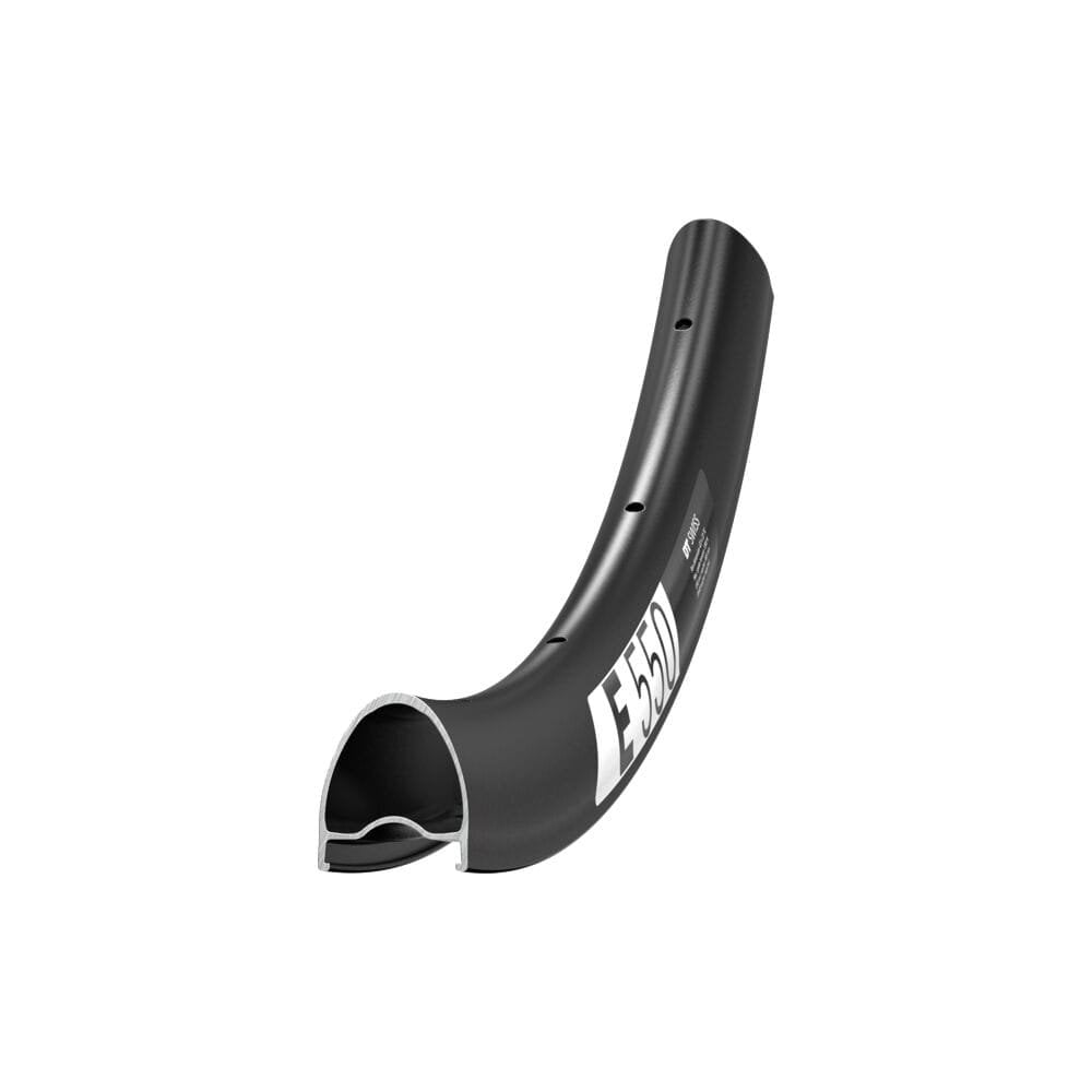 DT Swiss E 550 DB Presta-Drilled disc brake rim for road and light gravel biking, featuring drilled holes for brake compatibility.