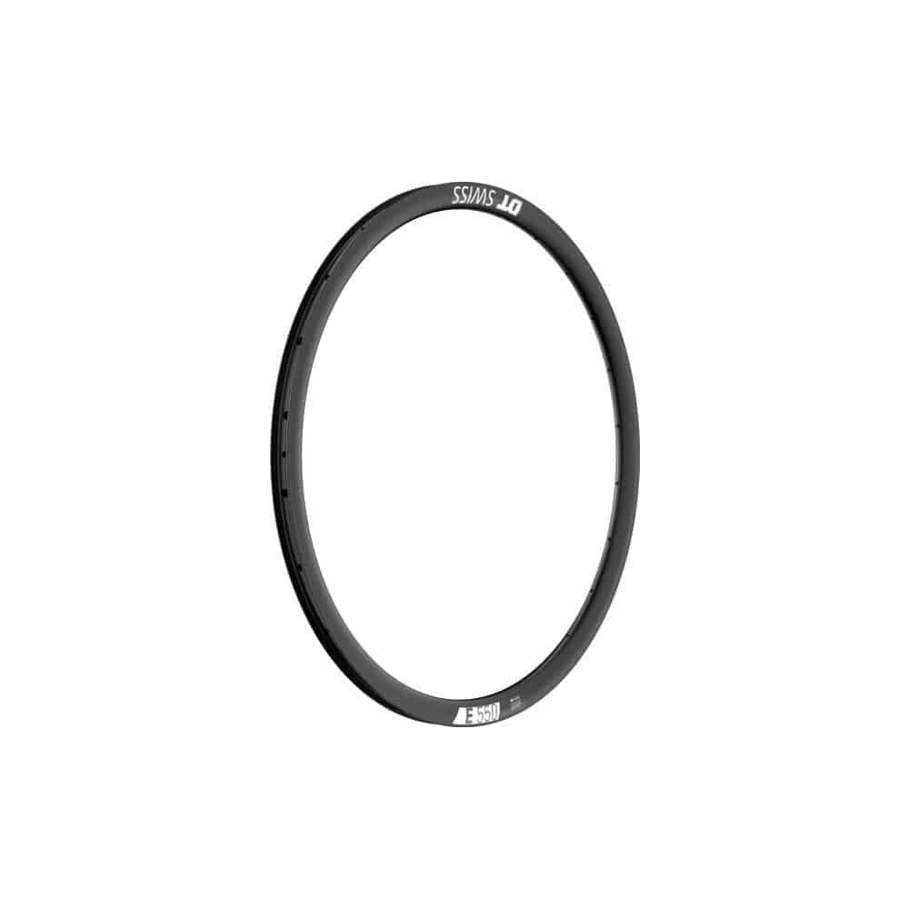 DT Swiss E 550 DB Presta-Drilled disc brake rim for road and light gravel riding, featuring drilled holes for easy installation.