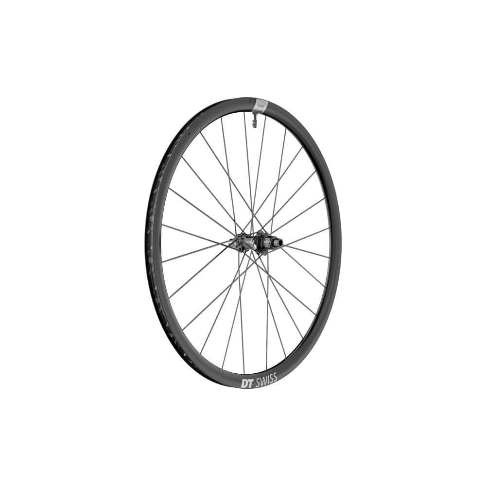 DT Swiss A 1800 SPLINE disc brake clincher wheel with 30x20mm SRAM XDR rear hub, showing the wheel's rim and hub details.