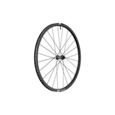 DT Swiss GR 1600 SPLINE 650B front disc brake wheel with clincher 25x24mm tire, black alloy rim and hub for mountain biking.