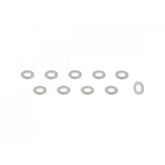 Set of four Bontrager Aeolus Pro silver spoke nipple washers for bicycle wheel components, designed for durable wheel assembly.