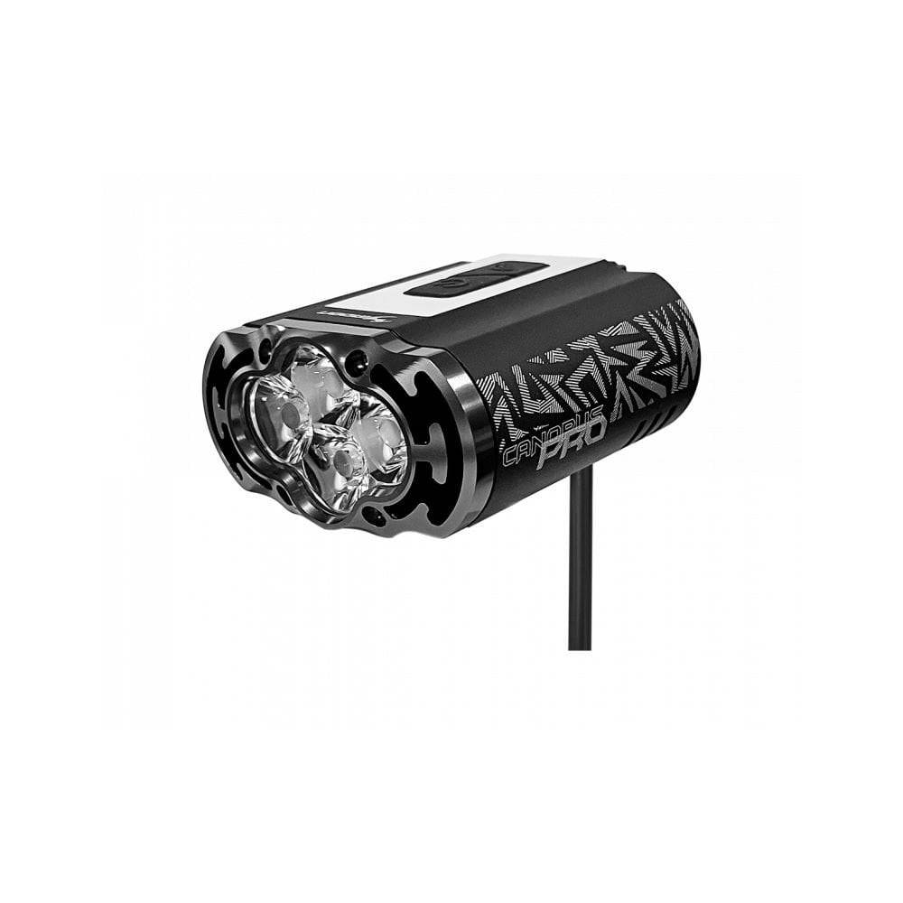 Moon Sport Canopus Pro 6000lm bike light with remote and quick-release mounts, showing the powerful LED light and mounting accessories.