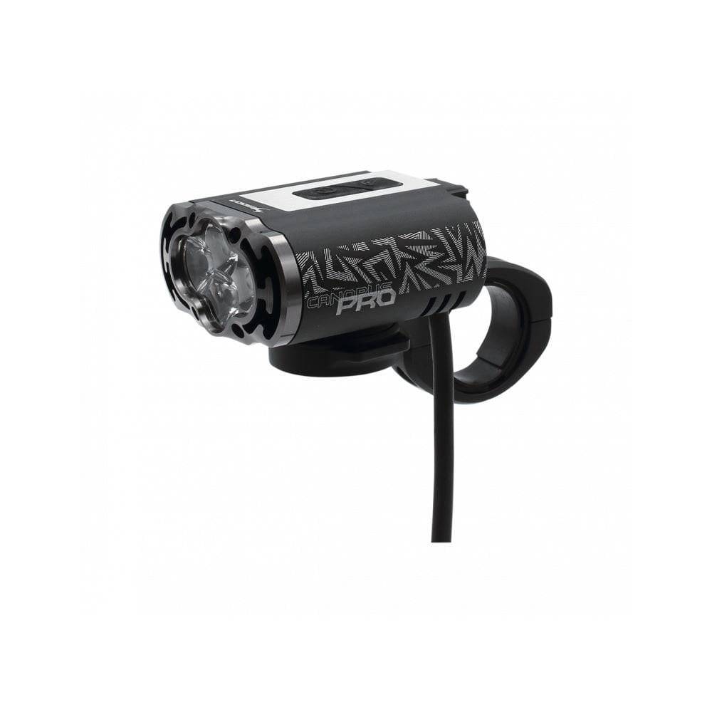 Moon Sport Canopus Pro 6000lm bike light with remote and quick-release mounts, showing the compact, high-lumen cycling accessory.
