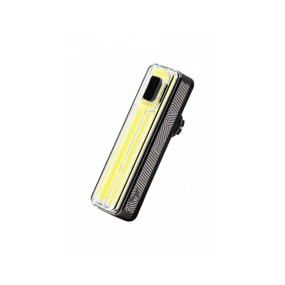 Black Moon Sport Helix Max-W 350lm front LED bike light with USB-C charging, mounted on a bicycle for nighttime visibility.