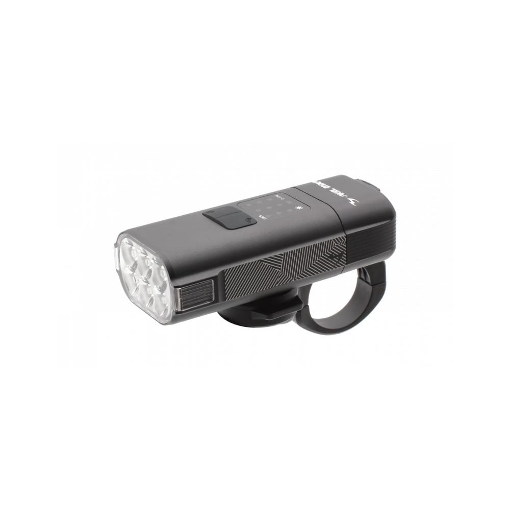 Moon Sport Rigel Enduro 2600lm front bike light in black with USB-C charging port and adjustable mounting for cycling safety.