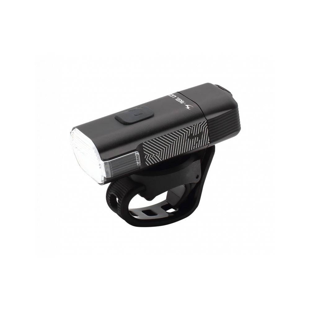 Moon Sport Rigel Lite 500lm USB-C rechargeable bike front light, black with waterproof IPX7 rating, mounted on a bike handlebar.