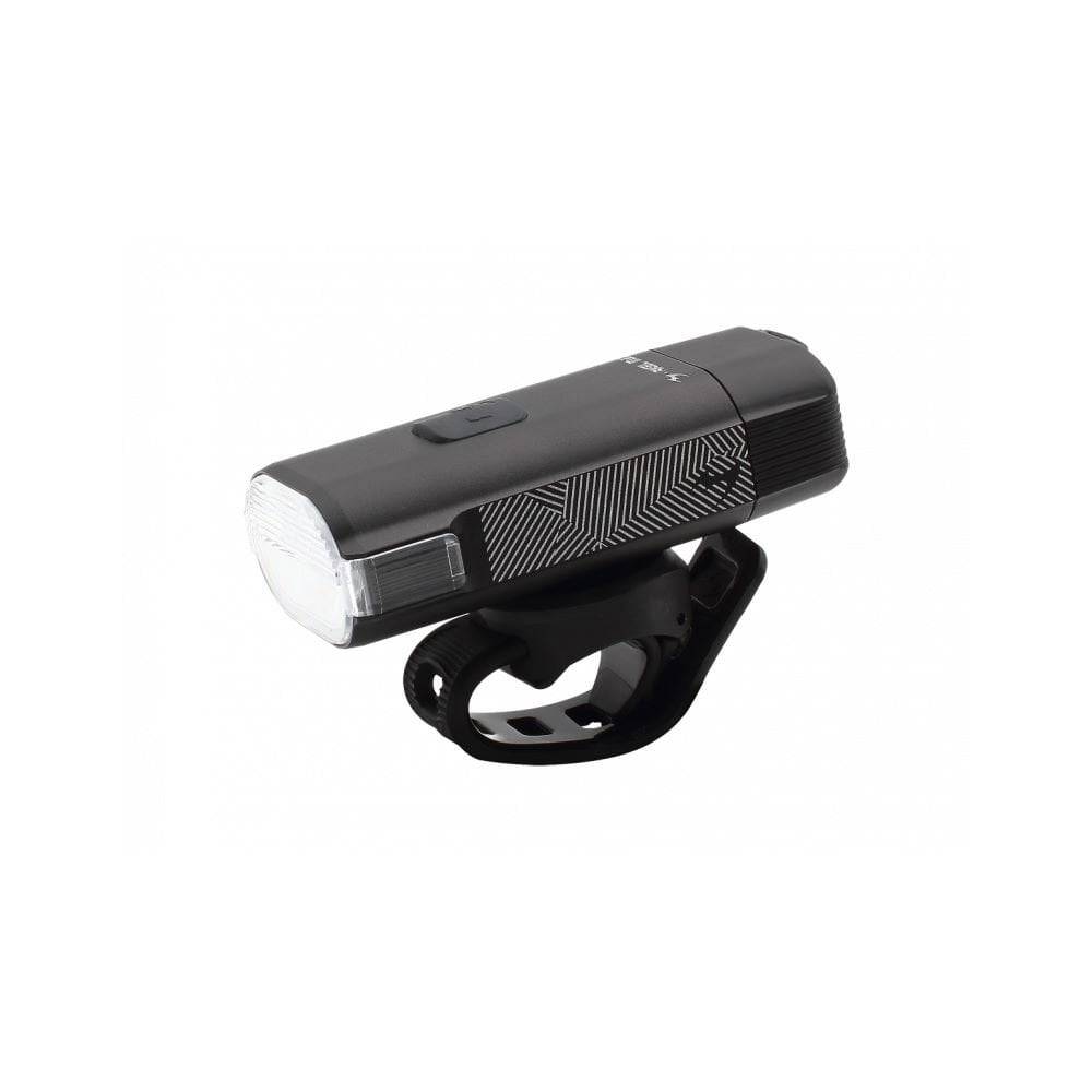 Moon Sport Rigel Max 1500lm front bike light mounted on handlebar, with helmet and handlebar mount in black.
