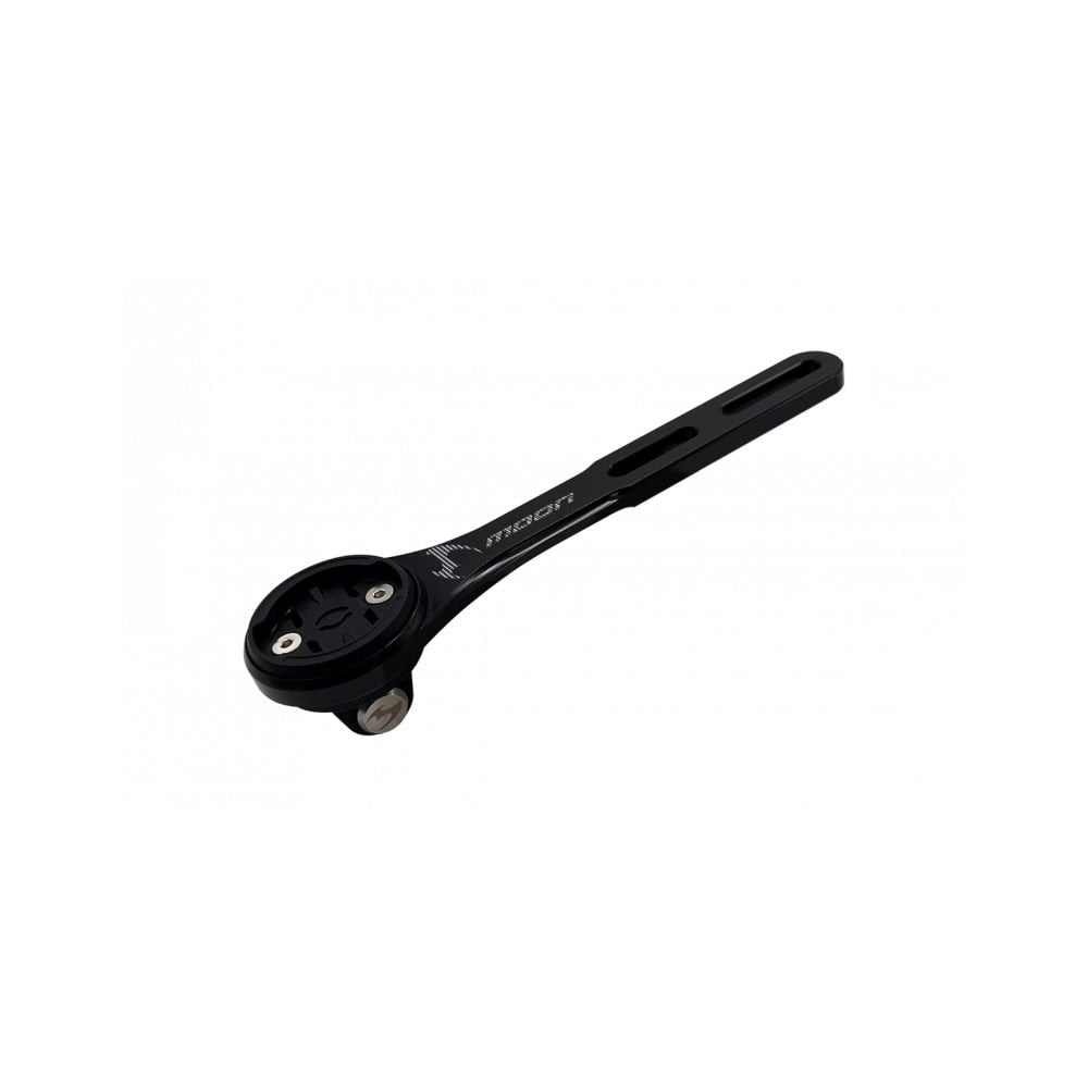 Moon Sport M-06 integrated bar stem mount for Garmin, Wahoo, and GoPro in black, shown attached to bicycle handlebar.