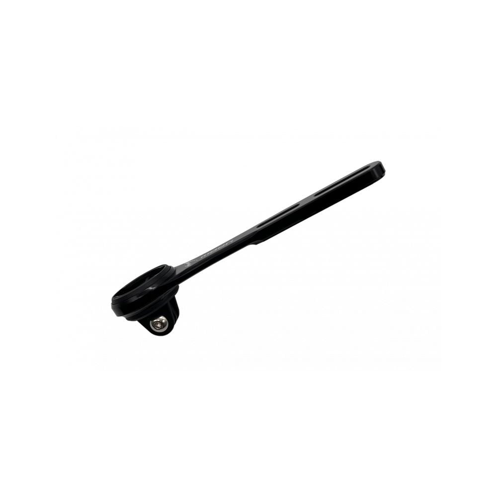 Moon Sport M-06 integrated bar stem mount for Garmin, Wahoo, and GoPro devices, black, on a bicycle handlebar.