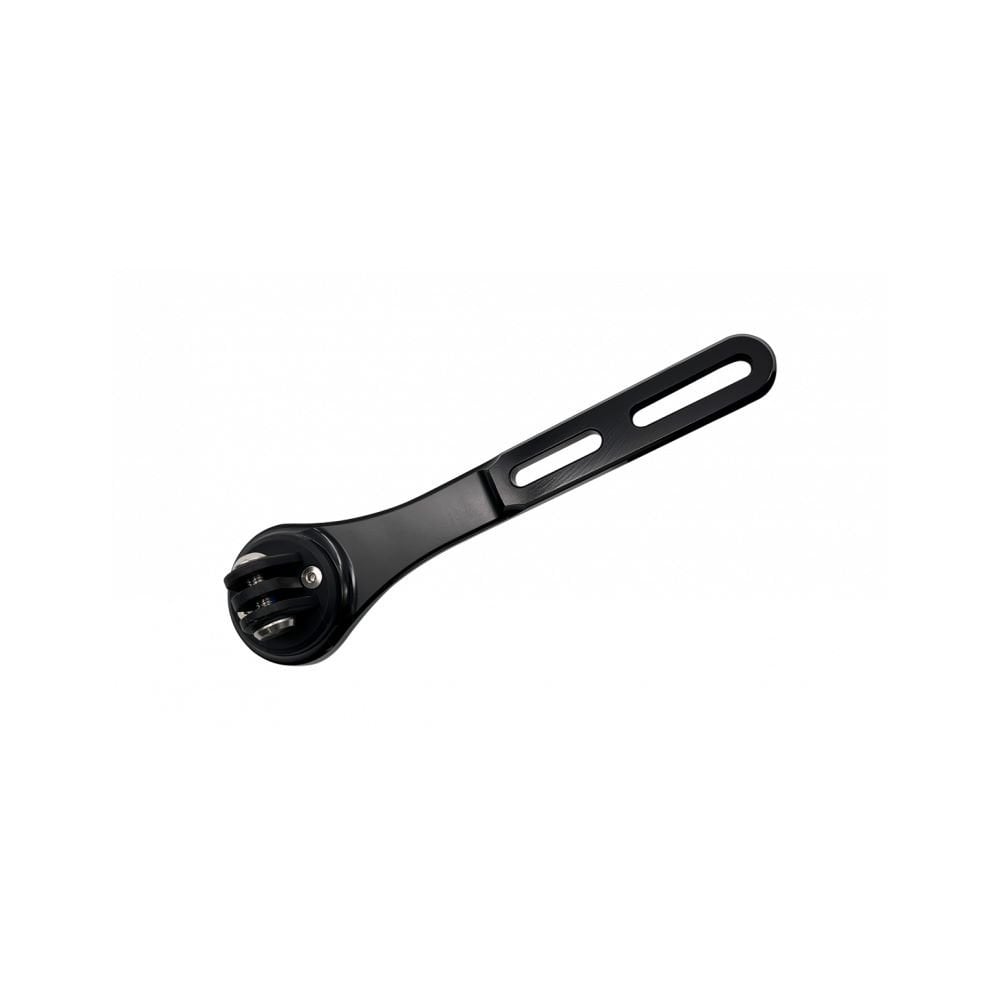 Black Moon Sport M-06 integrated bar stem mount for Garmin, Wahoo, and GoPro devices on a bike handlebar.