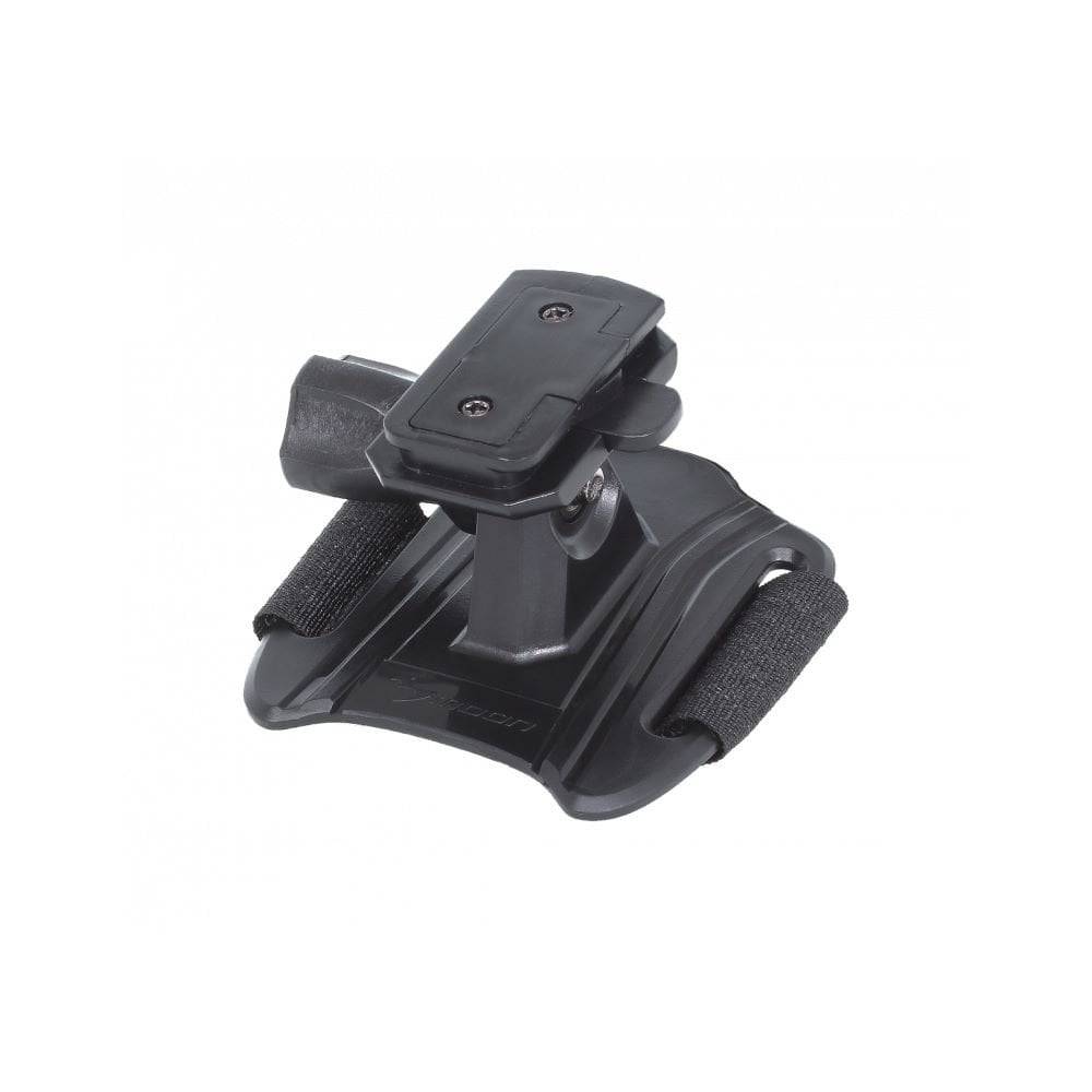 Moon Sport RB-16 helmet mount bracket for Meteor, Vortex, and X-Power lights, designed for secure attachment and outdoor cycling use.