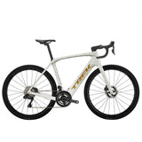 Trek Domane+ SLR 9 Carbon e-road bike with Shimano Dura-Ace Di2 R9200 electric drivetrain, sleek black frame, and aerodynamic design.