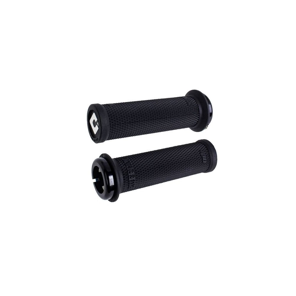 ODI Ruffian Mini BMX lock-on grips with v2.1 single-clamp system, 110mm length, black rubber grips for BMX bikes.