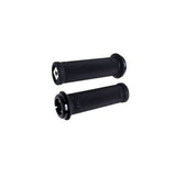 ODI Ruffian Mini BMX lock-on grips with v2.1 single-clamp system, 110mm length, black rubber grips for BMX bikes.