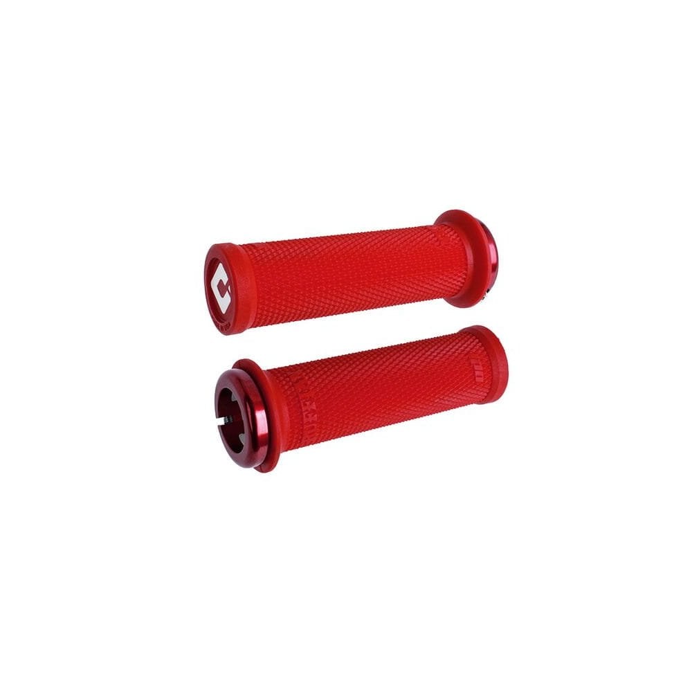 ODI Ruffian Mini BMX lock-on grips with v2.1 single-clamp system, 110mm length, shown on bicycle handlebar for BMX components.