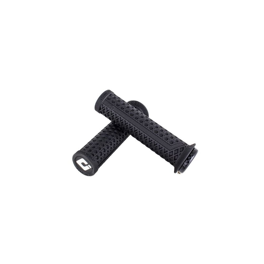 ODI Vans V2.1 MTB lock-on grips with single-clamp system, black rubber handles for mountain bike control and comfort.