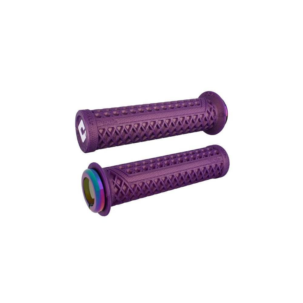 ODI Vans V2.1 MTB lock-on grips with single-clamp system, black rubber handles for mountain bike handlebars.