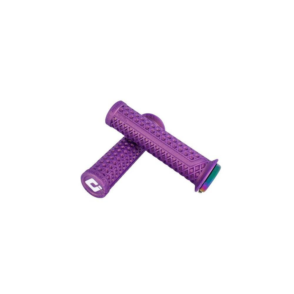 ODI Vans V2.1 MTB lock-on grips with single-clamp system for mountain bikes, featuring textured rubber for enhanced grip and control.