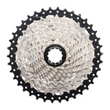MicroSHIFT Sword H-Series 10-speed 11-38 cassette for standard freehub body, showing metal sprockets and gear teeth.