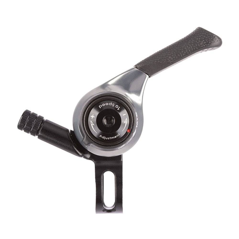 MicroSHIFT MTB thumb shifters with CNC aluminum body for mountain bike, designed for 22.2mm handlebar clamps.