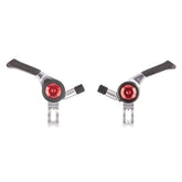 MicroSHIFT thumb shifters for Shimano road bikes, adjustable torque, reliable shifting, component bicycle parts shown in the image.