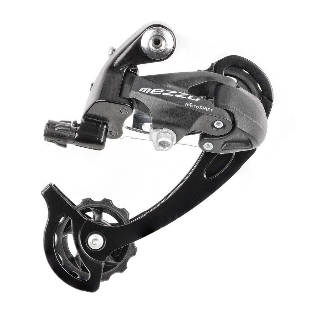 MicroSHIFT Mezzo 8/9 speed short cage MTB and trekking bike rear derailleur, lightweight bike components for smooth shifting.
