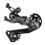 MicroSHIFT Advent 9-speed MTB rear derailleur for trail riding, showcasing the clutch mechanism and durable component design.