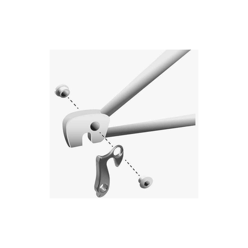 M Part gear hanger for bikes, durable replacement component suitable for various bike brands, shown in image with mounting details.