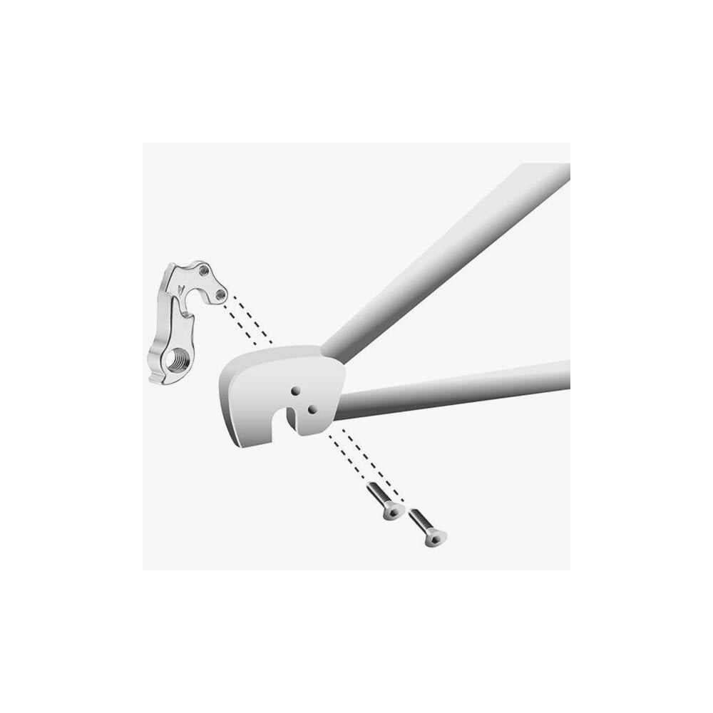 Durable M Part gear hanger for bikes, compatible with various brands, shown as a replacement bike component on a white background.