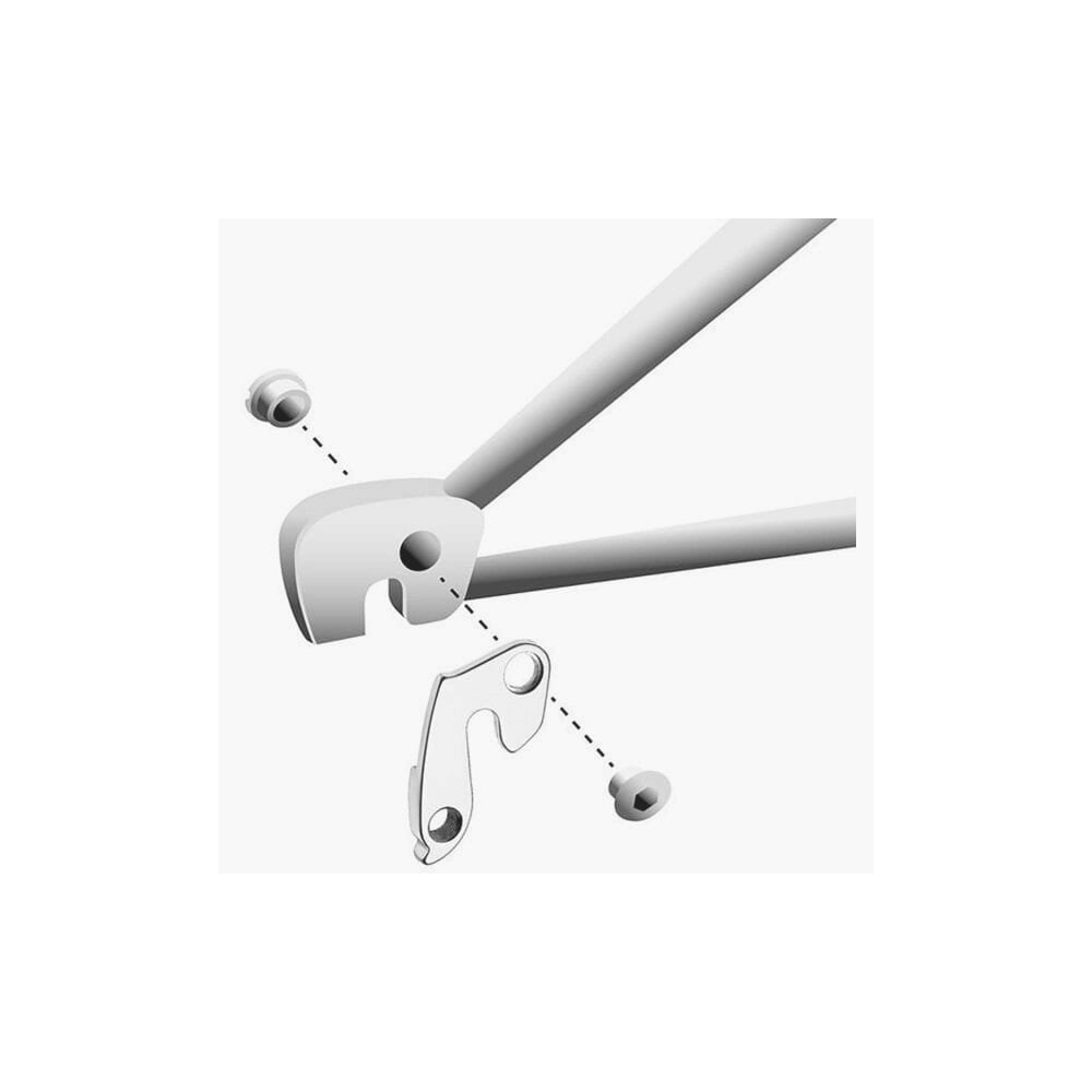 M Part gear hanger for bikes, durable replacement component compatible with various bike brands, shown in close-up view.